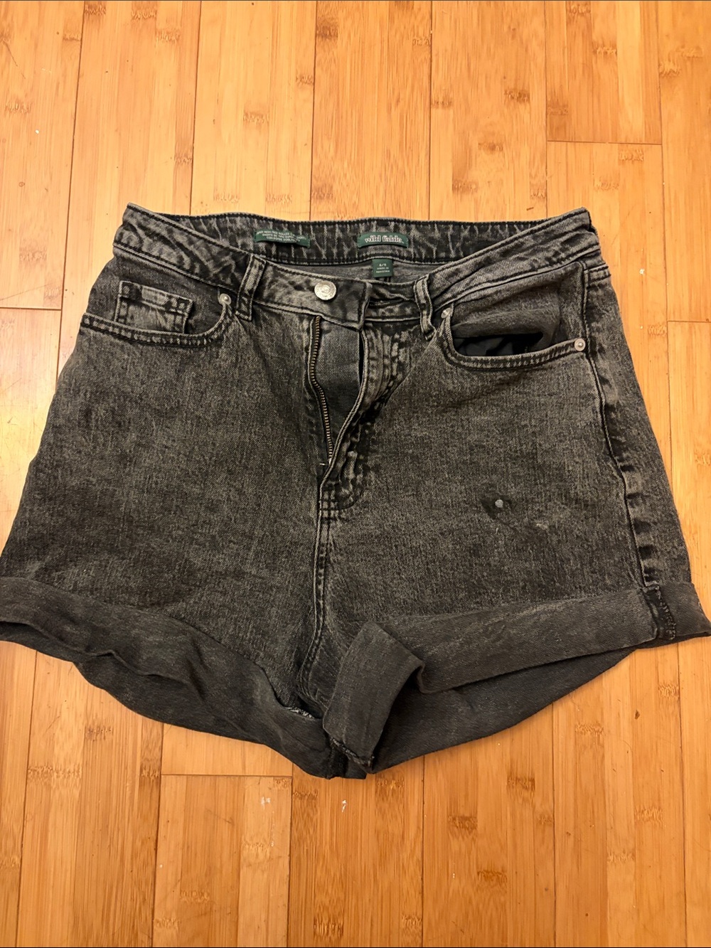WILD FABLE Black Washed High-Rise Jean Shorts 6